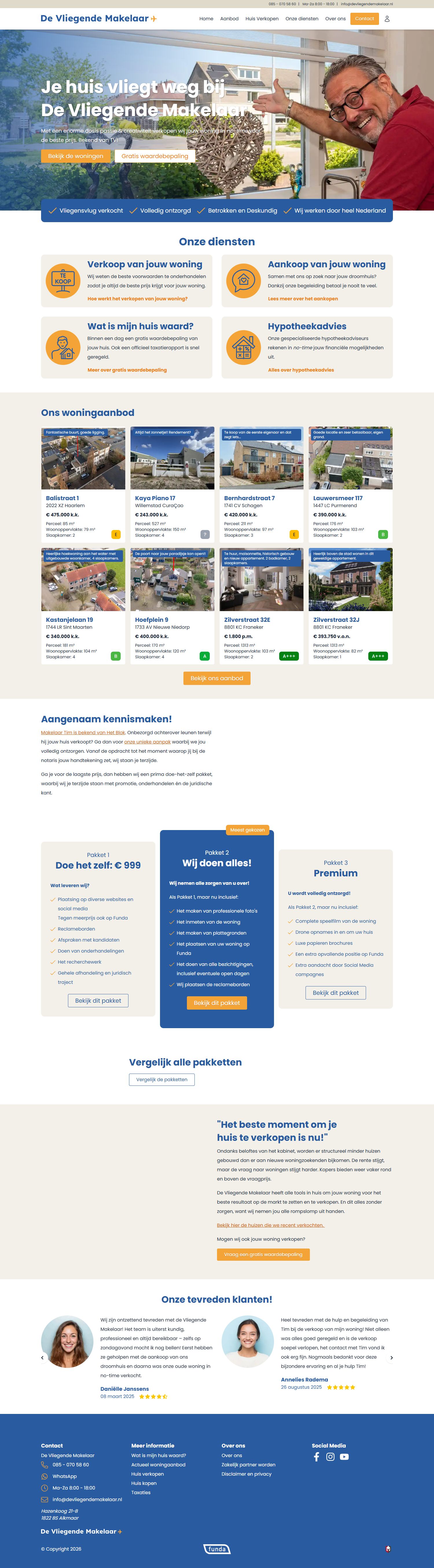Screenshot van de website van www.devliegendemakelaar.nl