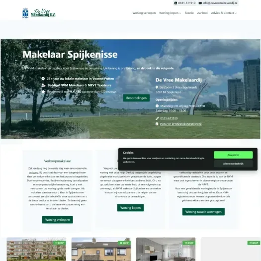 Capture d'écran du site web de www.devreemakelaardij.nl