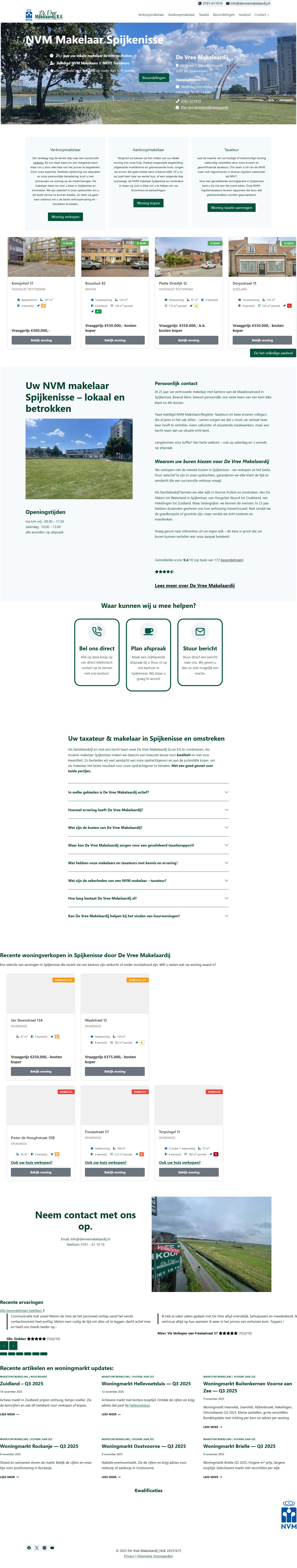 Screenshot van de website van www.devreemakelaardij.nl