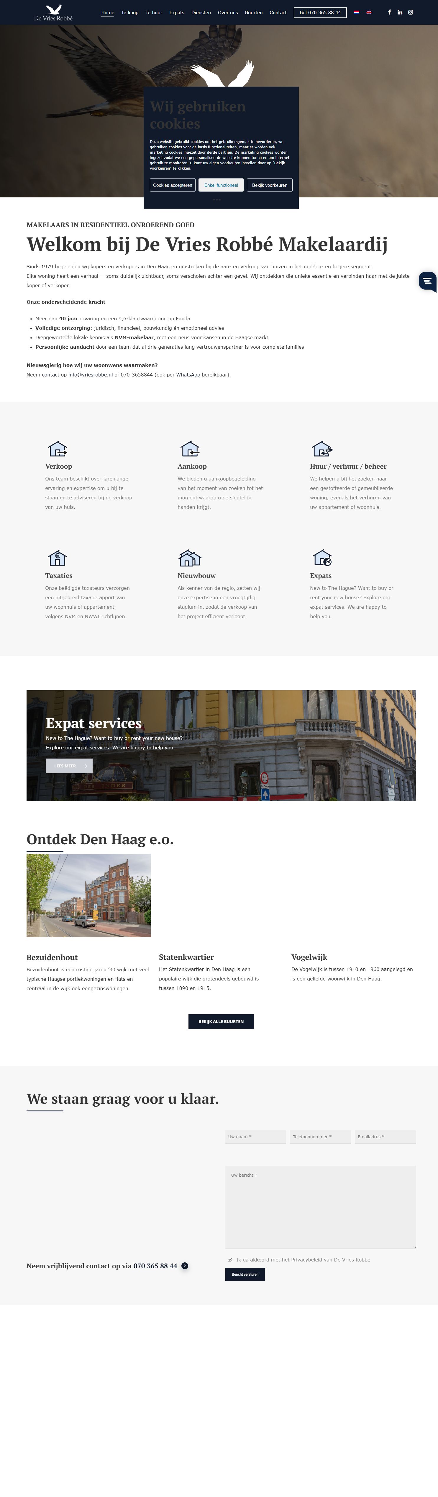 Screenshot van de website van www.vriesrobbe.nl