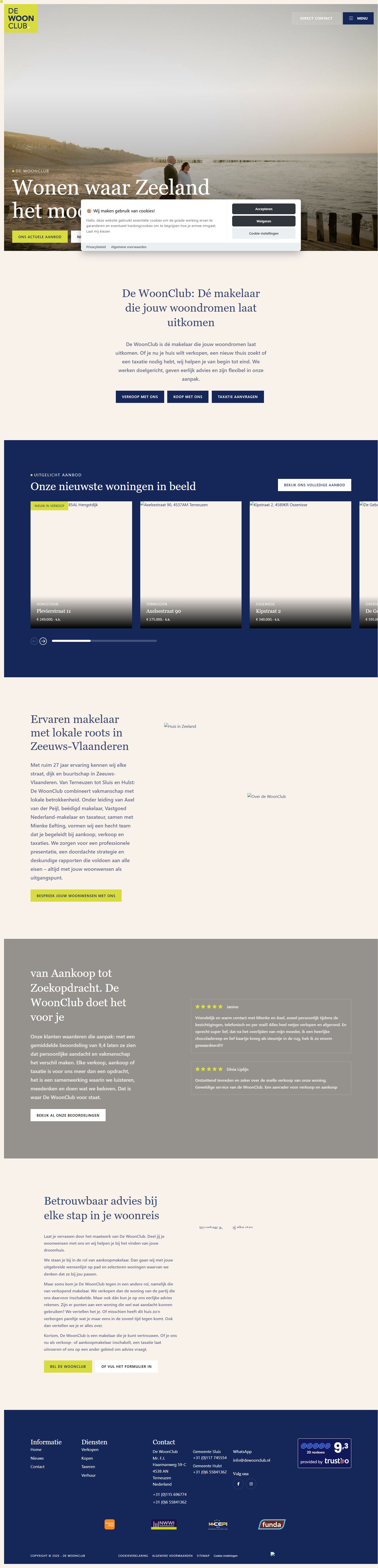 Screenshot van de website van www.dewoonclub.nl