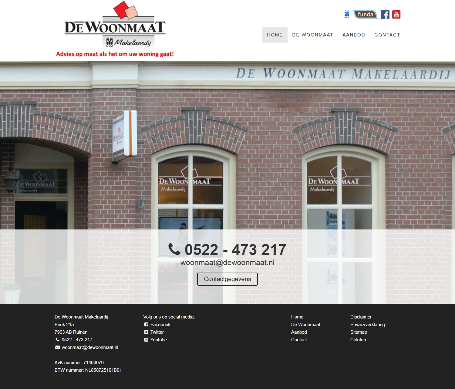 Screenshot van de website van www.dewoonmaat.nl