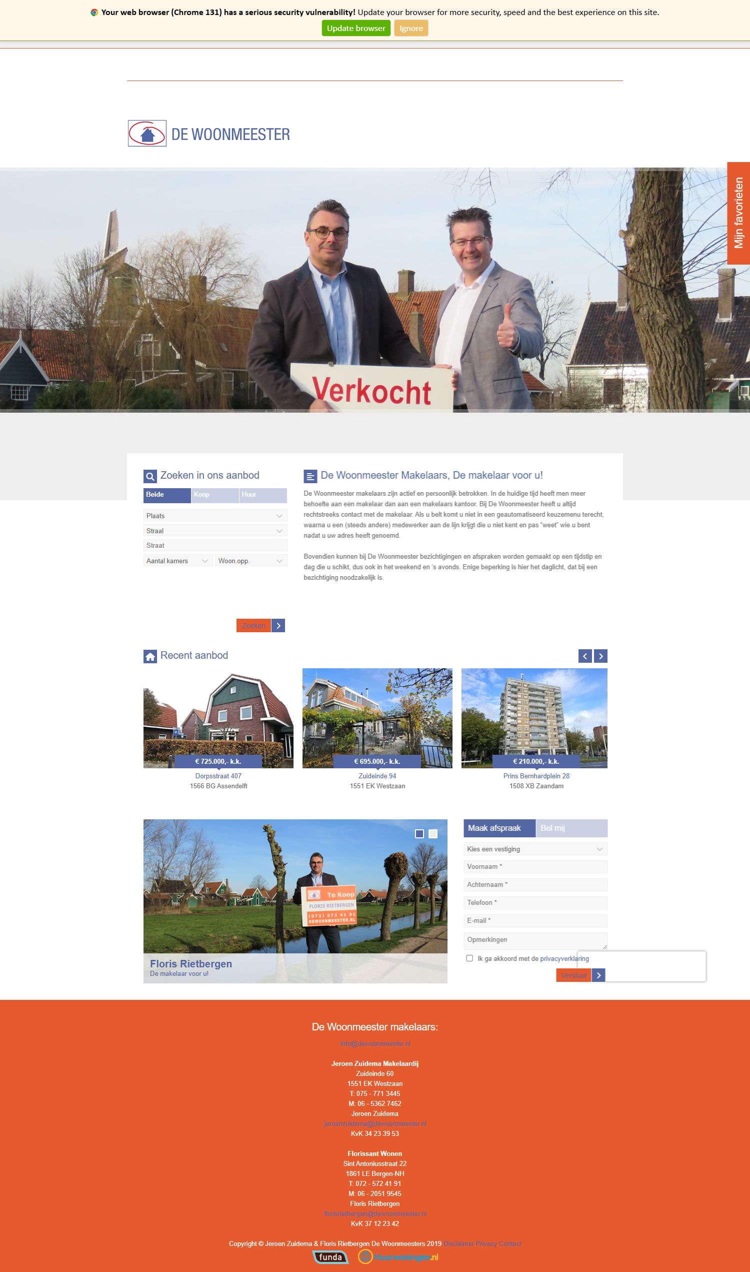 Screenshot van de website van dewoonmeester.nl