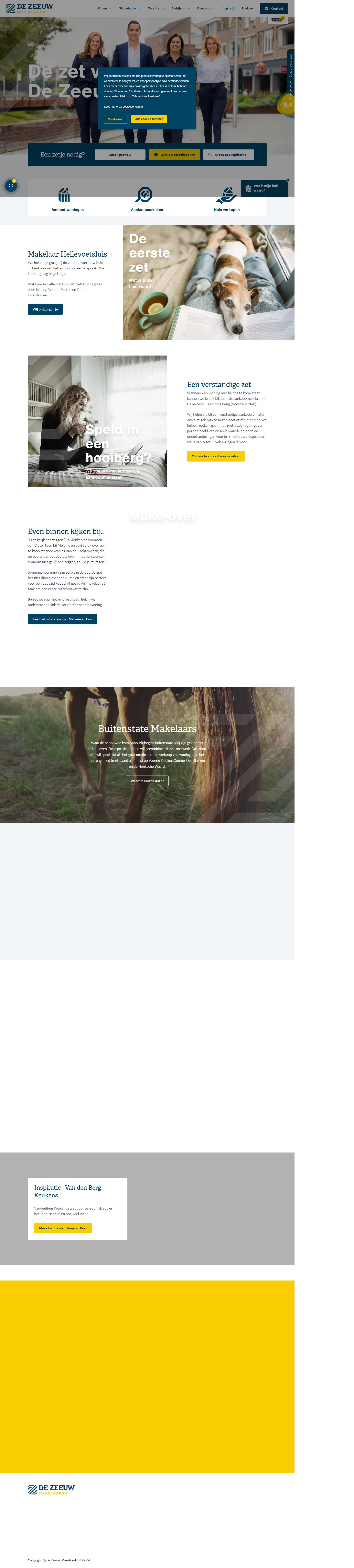 Screenshot van de website van www.dezeeuwmakelaardij.nl
