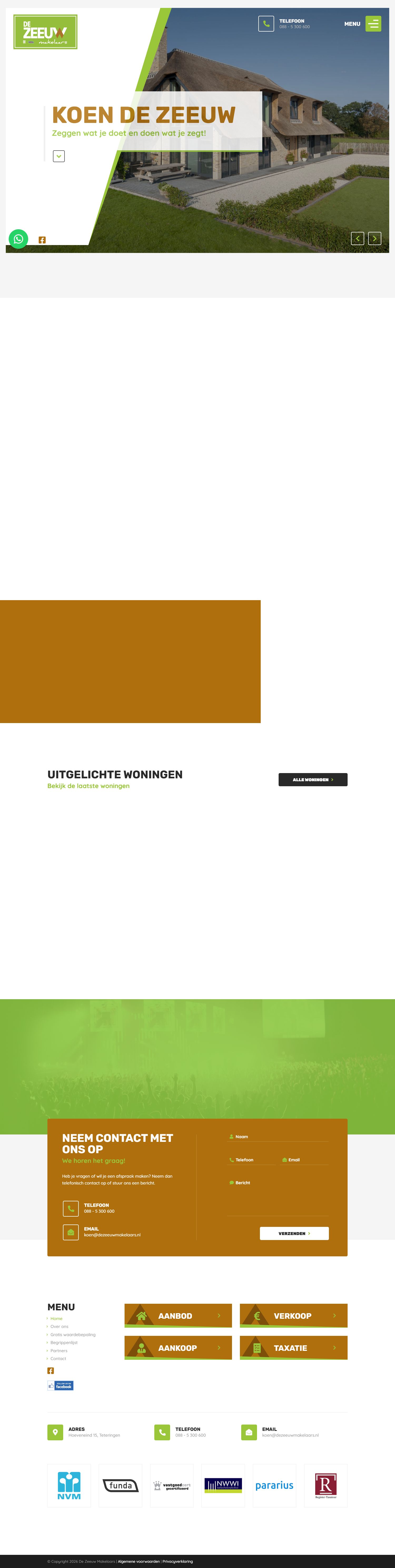 Screenshot van de website van www.dezeeuwmakelaars.nl