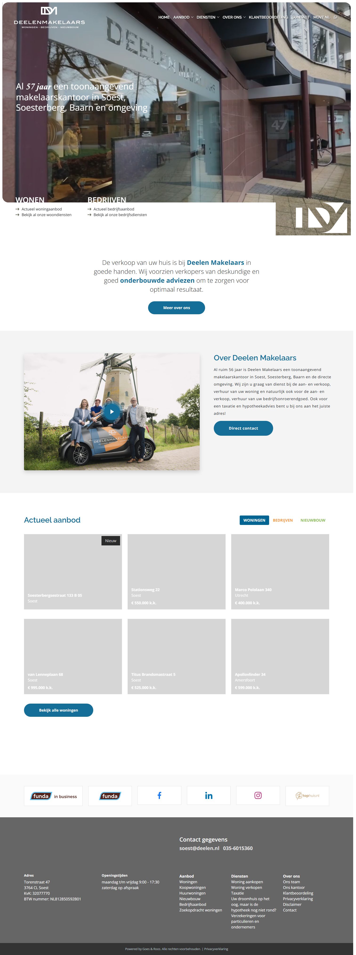 Screenshot van de website van www.deelen.nl