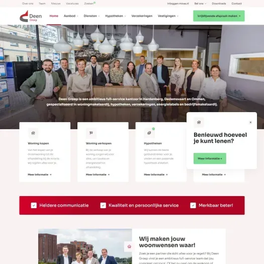 Screenshot of the website of www.deenmakelaars.nl