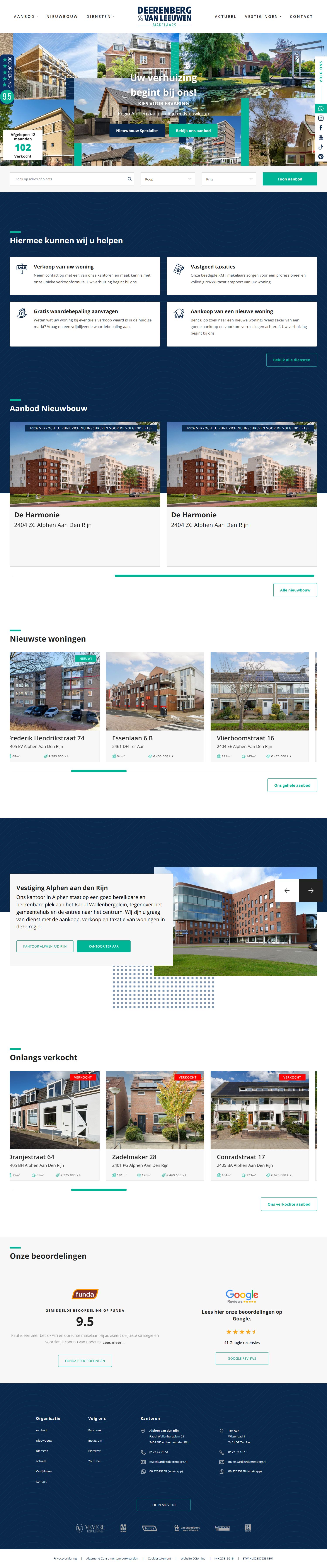 Screenshot van de website van www.deerenberg.nl