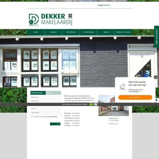 Screenshot der Website von www.dekkermakelaardij.nl