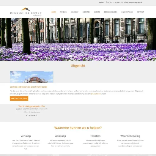 Screenshot van de website van www.dekkersdegroot.nl