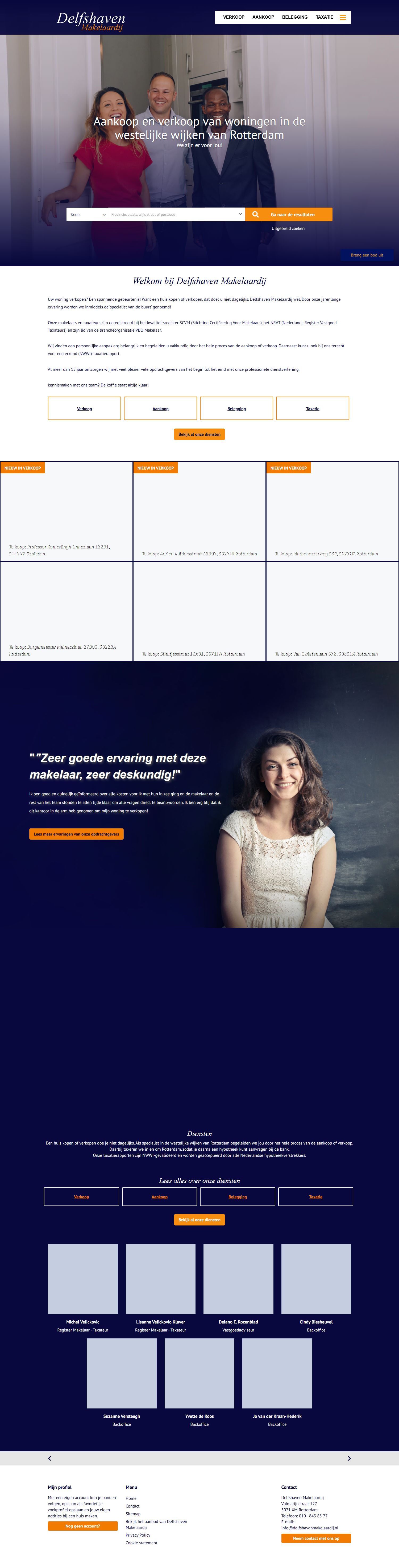Screenshot van de website van www.delfshavenmakelaardij.nl