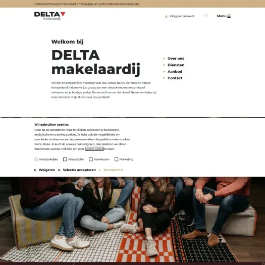 Screenshot van de website van www.deltamakelaardij.nl