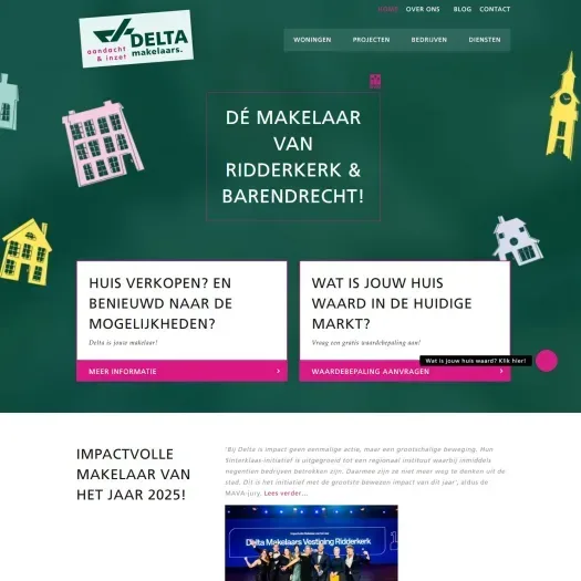 Screenshot der Website von www.deltamakelaars.nl