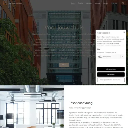 Screenshot van de website van www.denhaagrealestate.com
