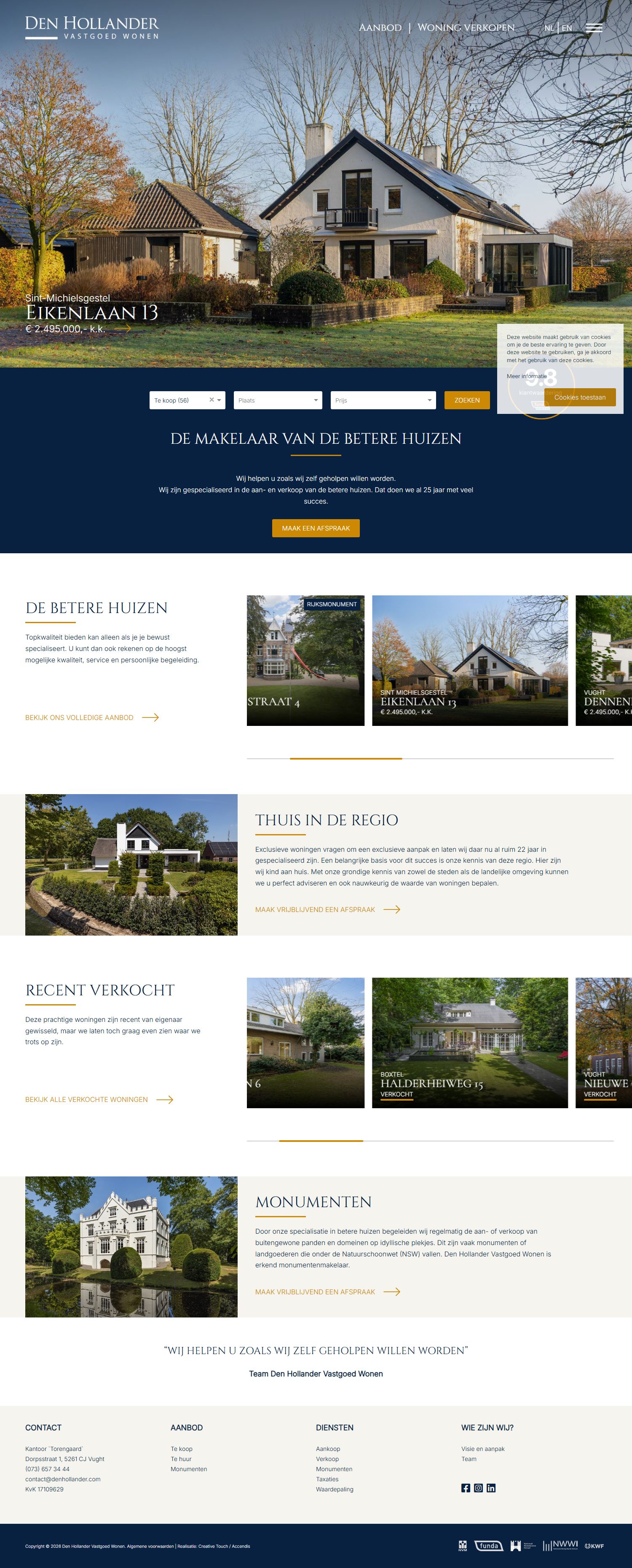 Screenshot van de website van www.beterehuizen.nl