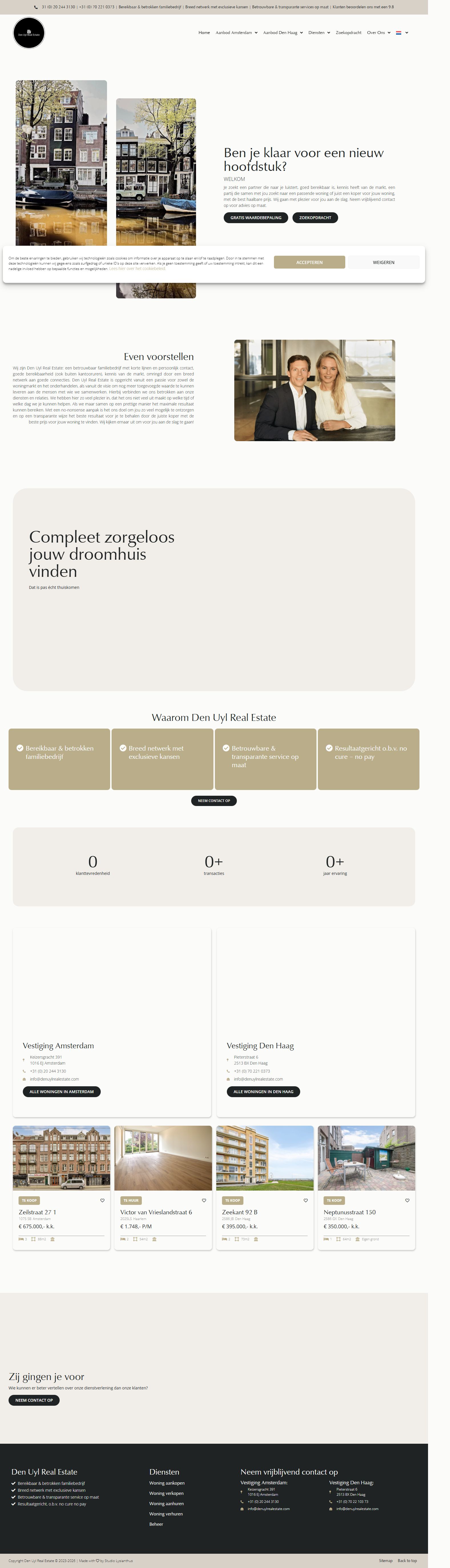 Screenshot van de website van www.denuylrealestate.com