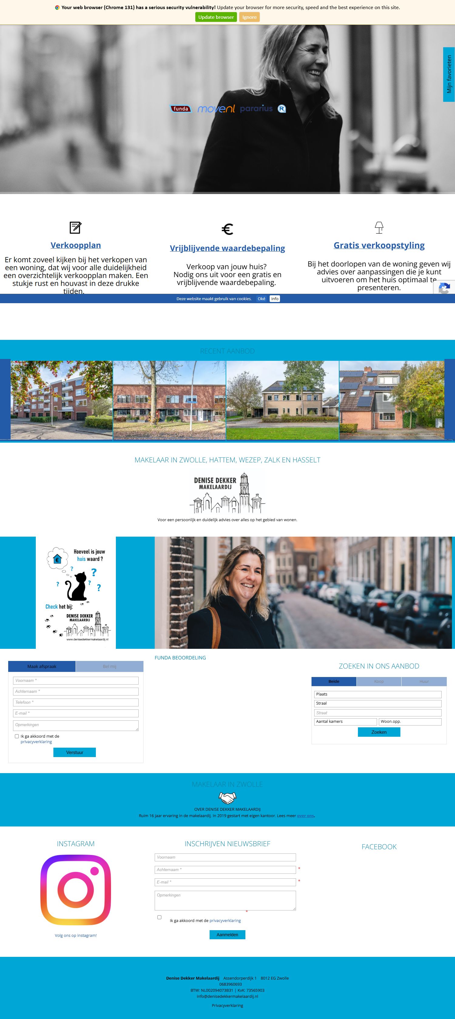 Screenshot van de website van www.denisedekkermakelaardij.nl