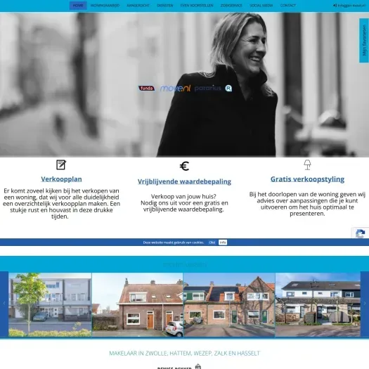 Screenshot van de website van www.denisedekkermakelaardij.nl