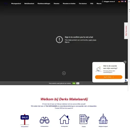 Screenshot van de website van www.derksmakelaardij.nl