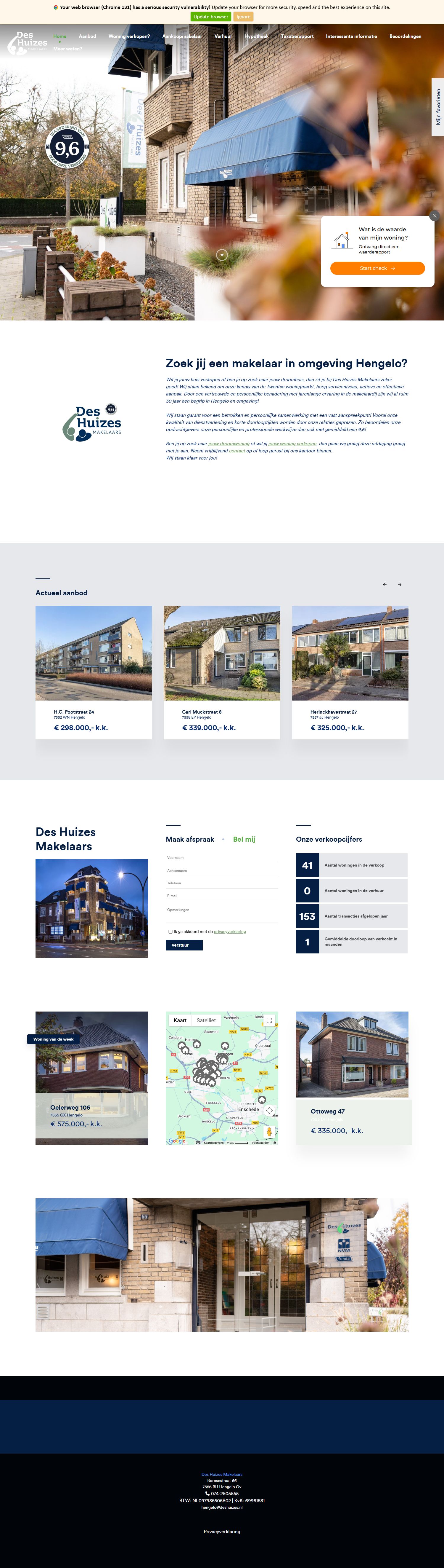 Screenshot van de website van www.deshuizes.nl