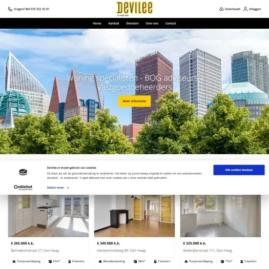 Screenshot of the website of www.devilee.nl