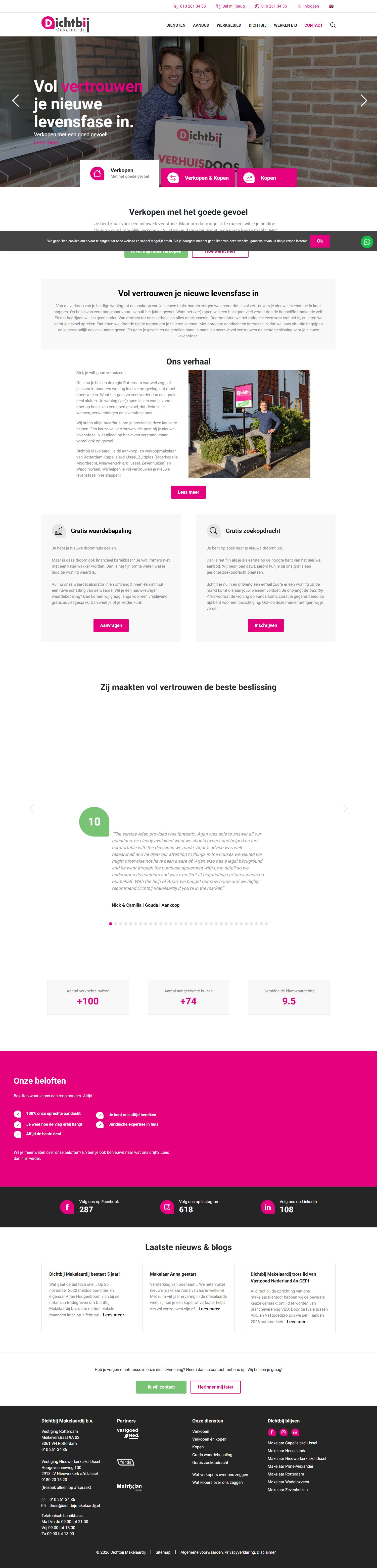 Screenshot van de website van www.dichtbijmakelaardij.nl
