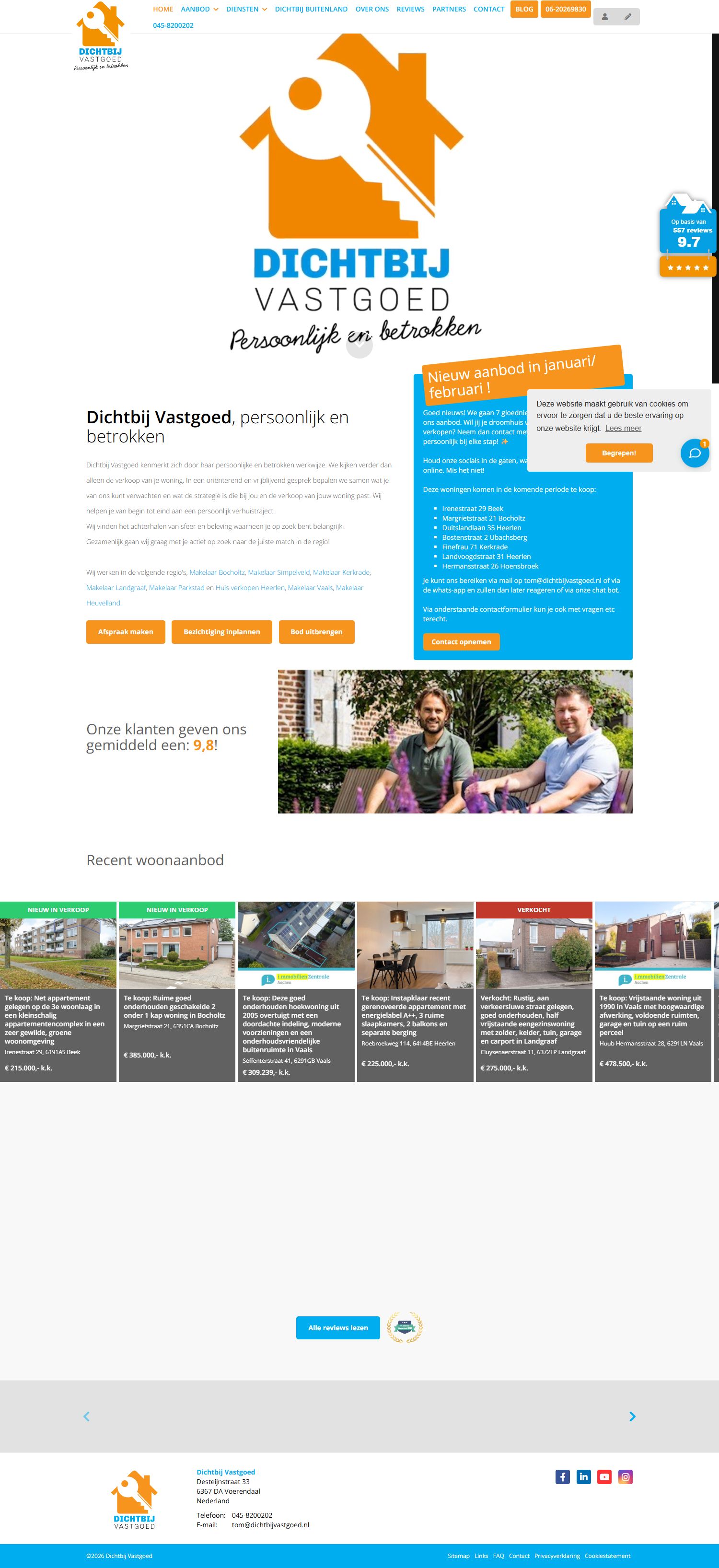 Screenshot van de website van www.dichtbijvastgoed.nl