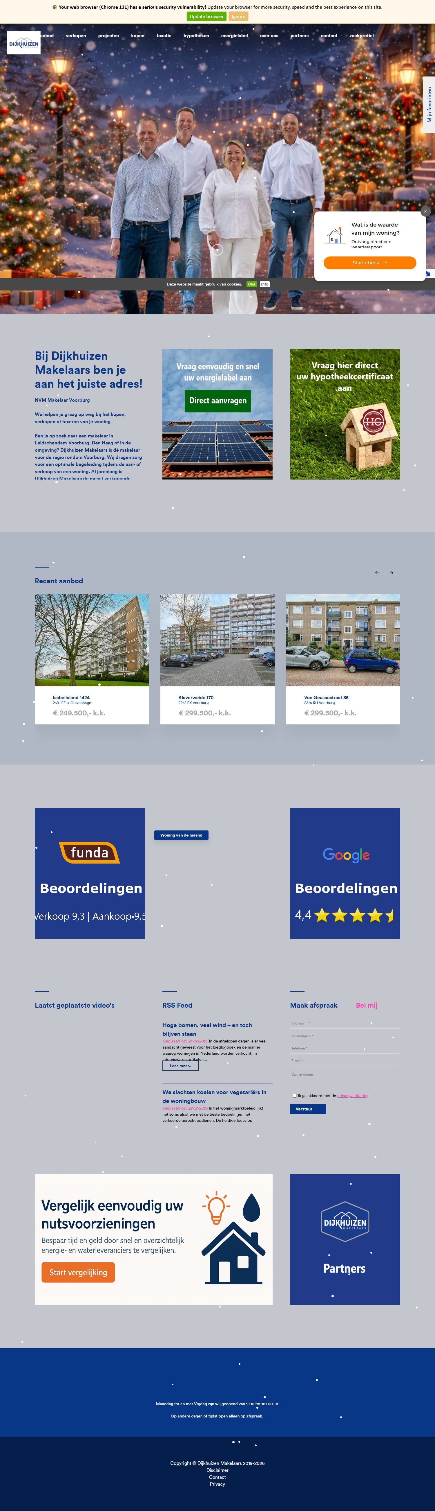 Screenshot van de website van www.dijkhuizenmakelaars.nl