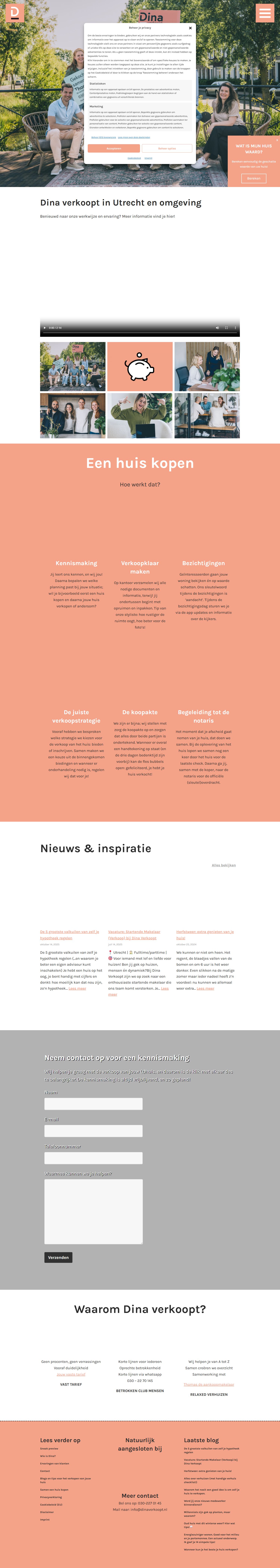 Screenshot van de website van www.dinaverkoopt.nl