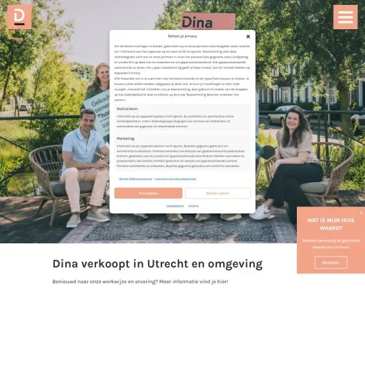 Screenshot der Website von www.dinaverkoopt.nl