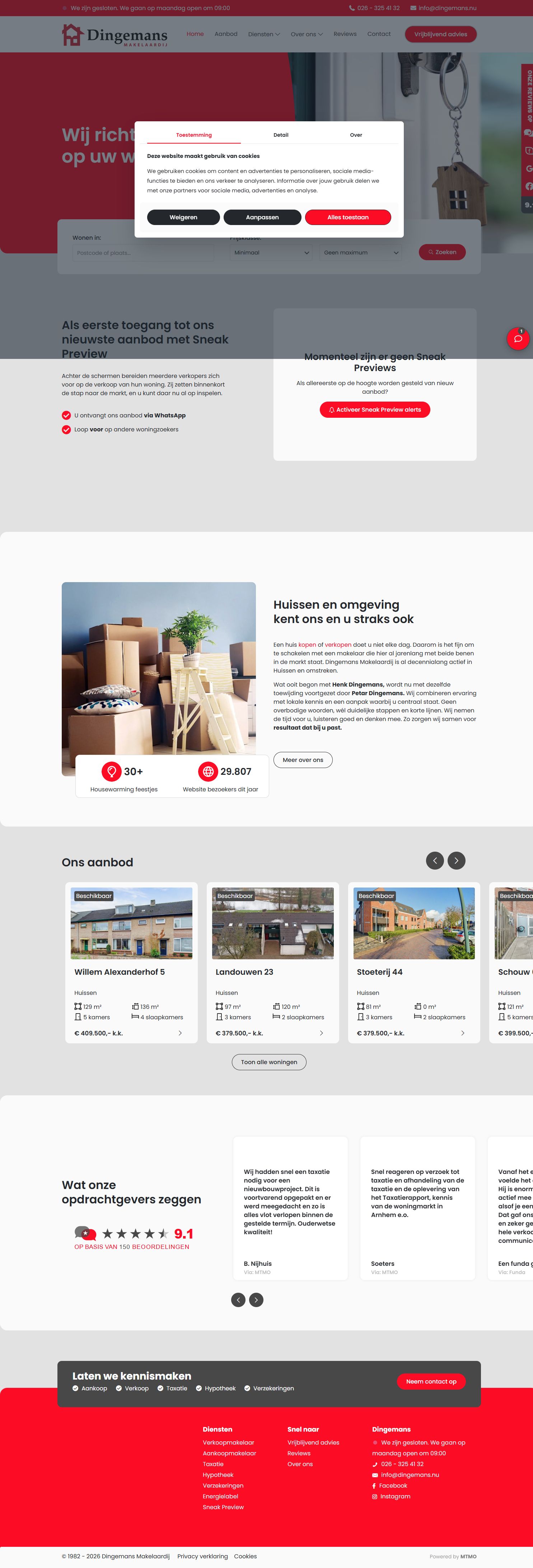 Screenshot van de website van www.dingemans.nu