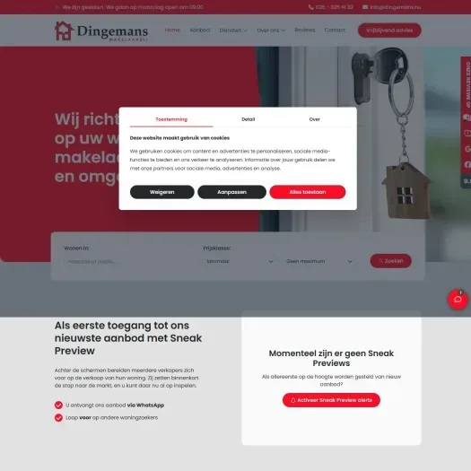 Screenshot der Website von www.dingemans.nu