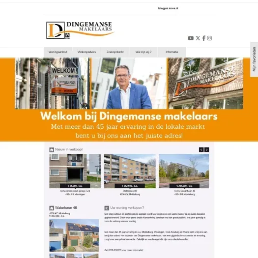 Screenshot of the website of www.dingemansemakelaars.nl
