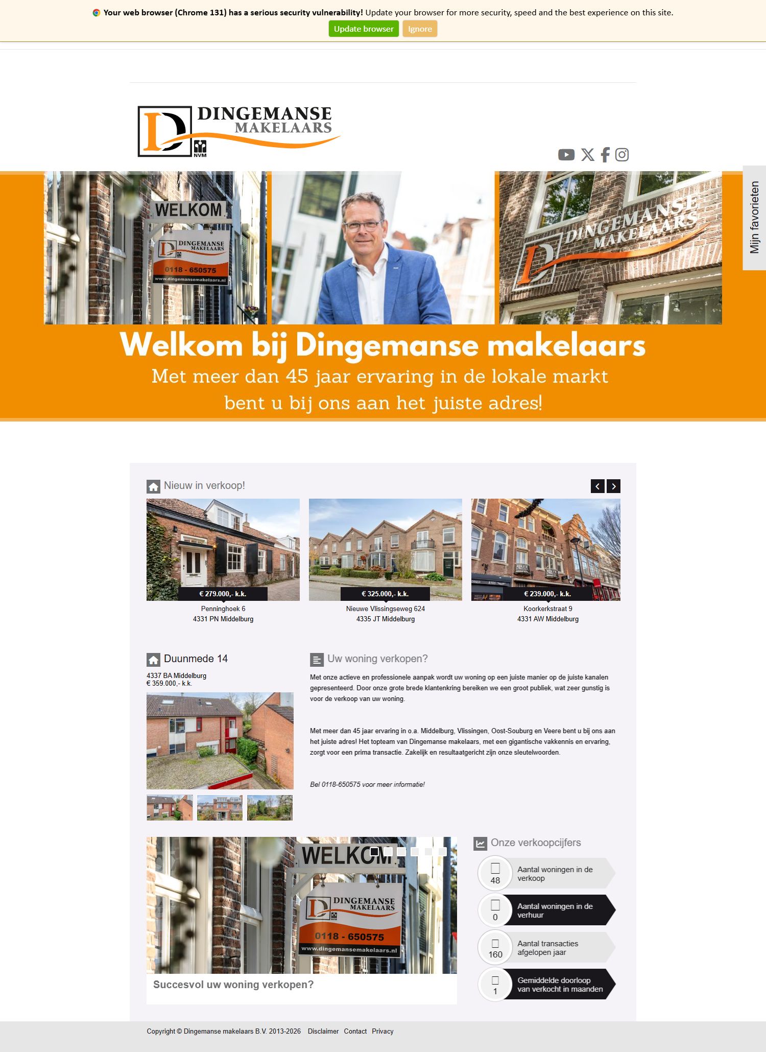 Screenshot van de website van www.dingemansemakelaars.nl