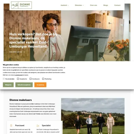Screenshot der Website von www.dionnemakelaars.nl