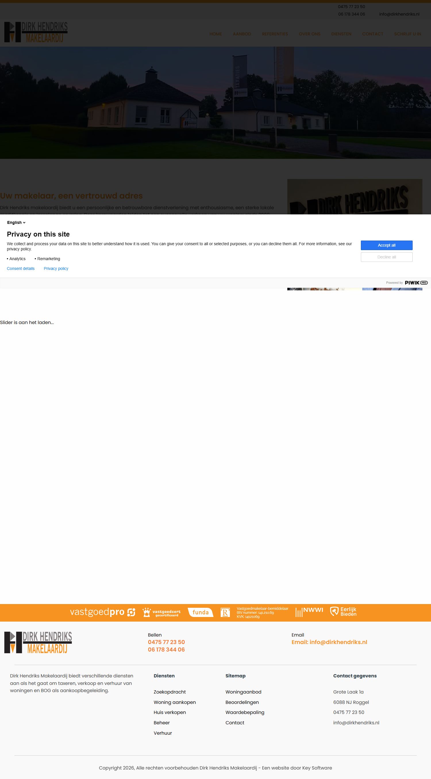 Screenshot van de website van www.dirkhendriks.nl