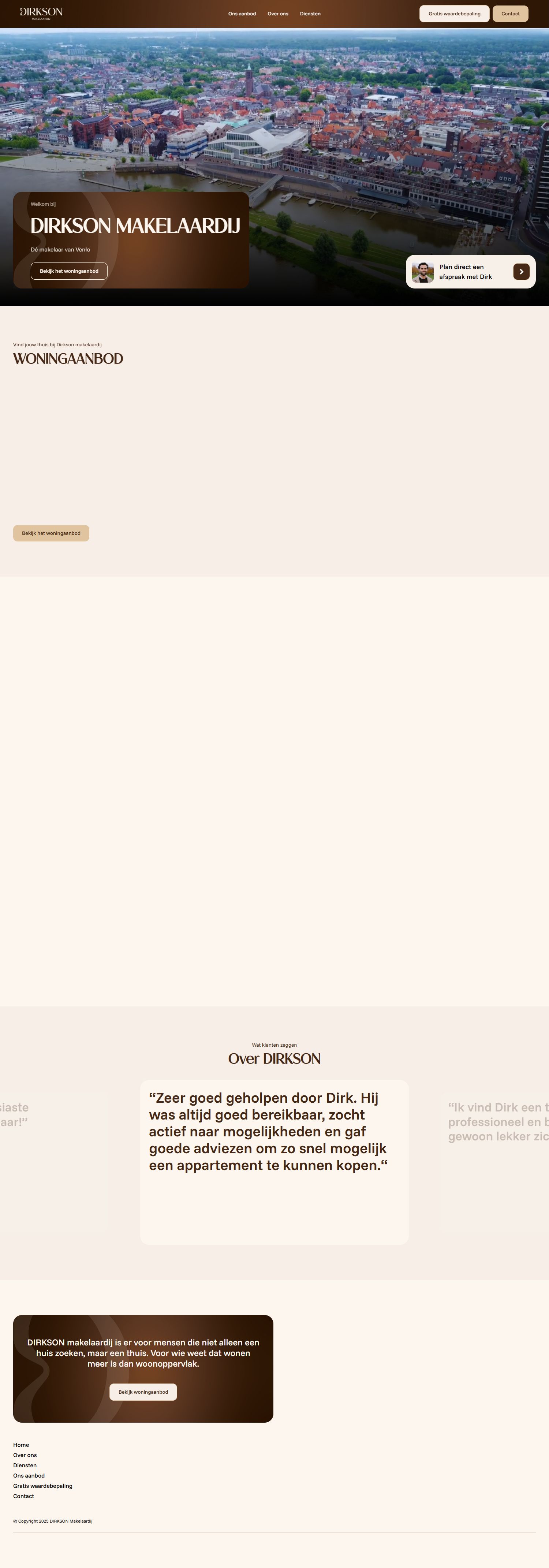 Screenshot van de website van dirksonmakelaardij.nl