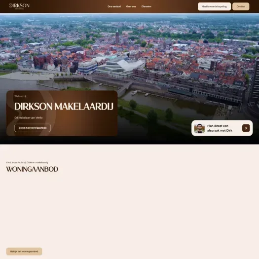 Screenshot der Website von dirksonmakelaardij.nl