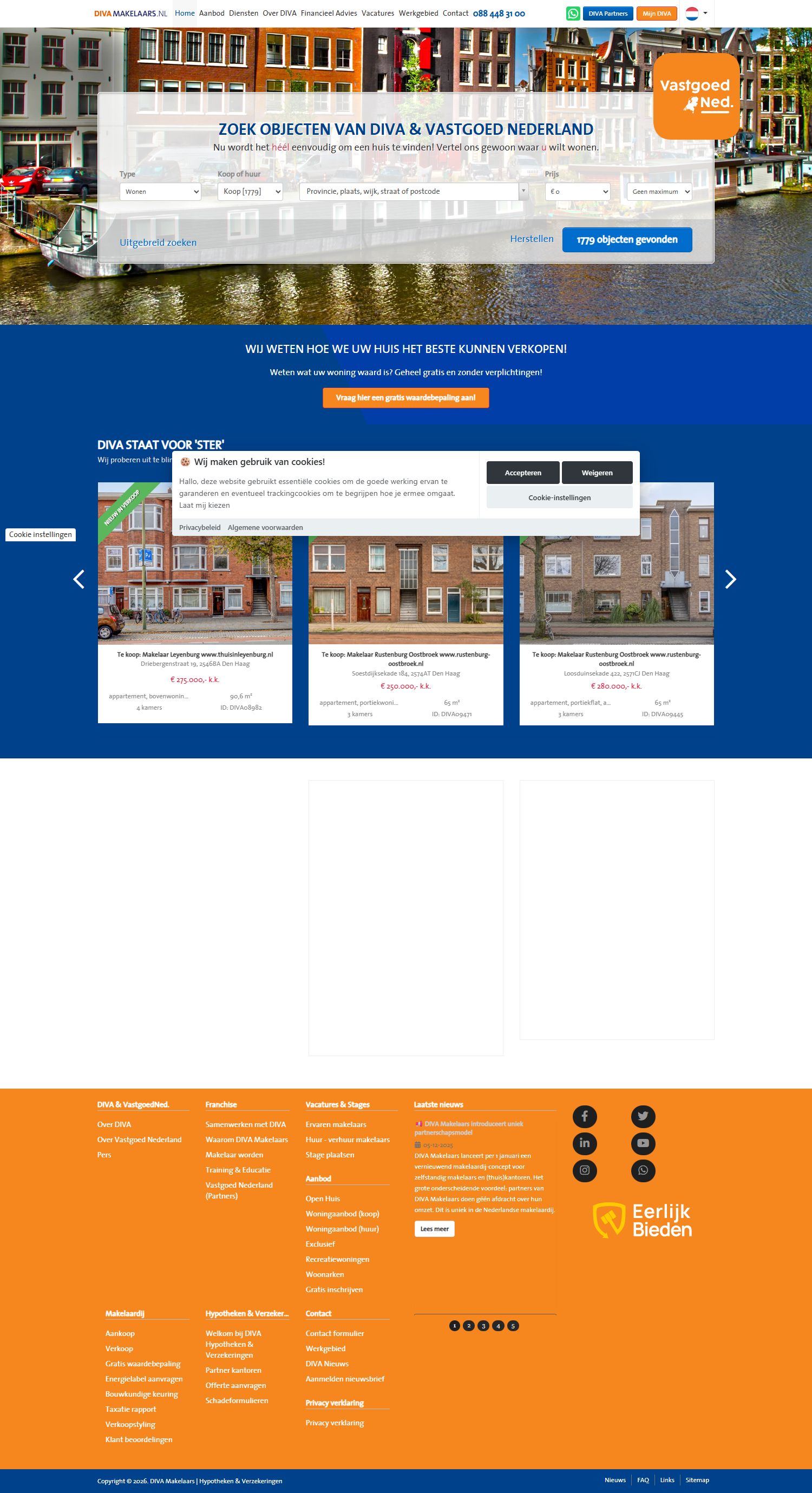 Screenshot van de website van www.divamakelaars.nl