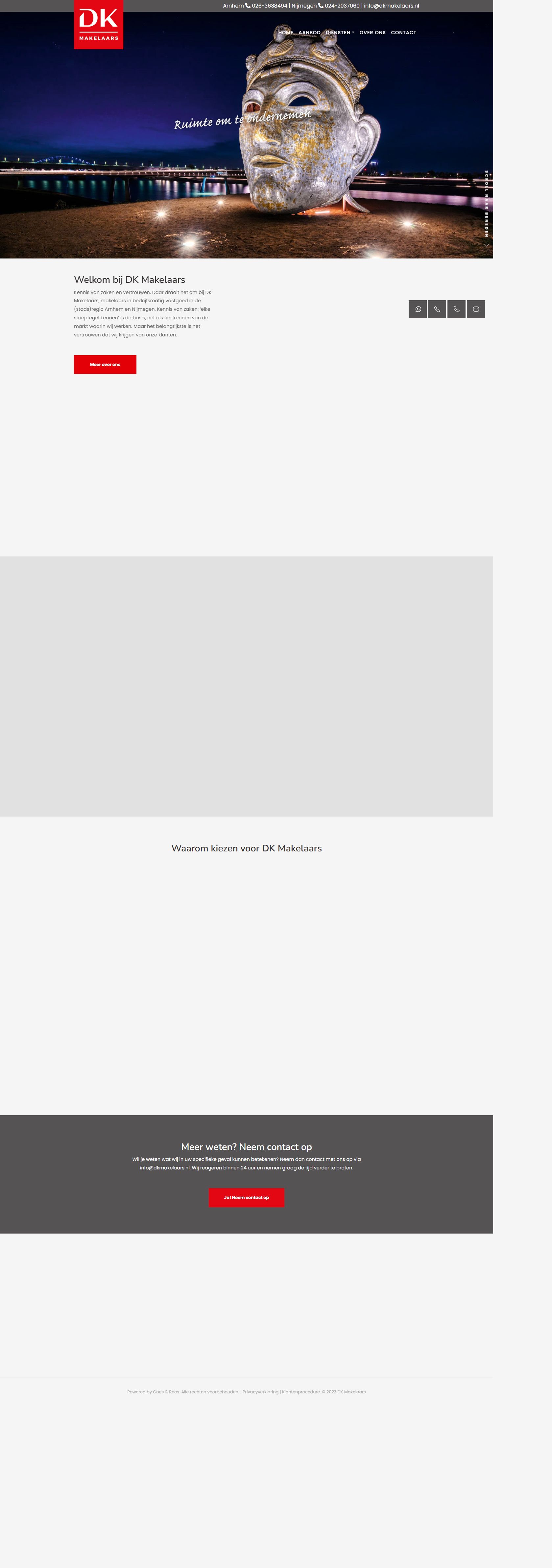 Screenshot van de website van www.dkmakelaars.nl