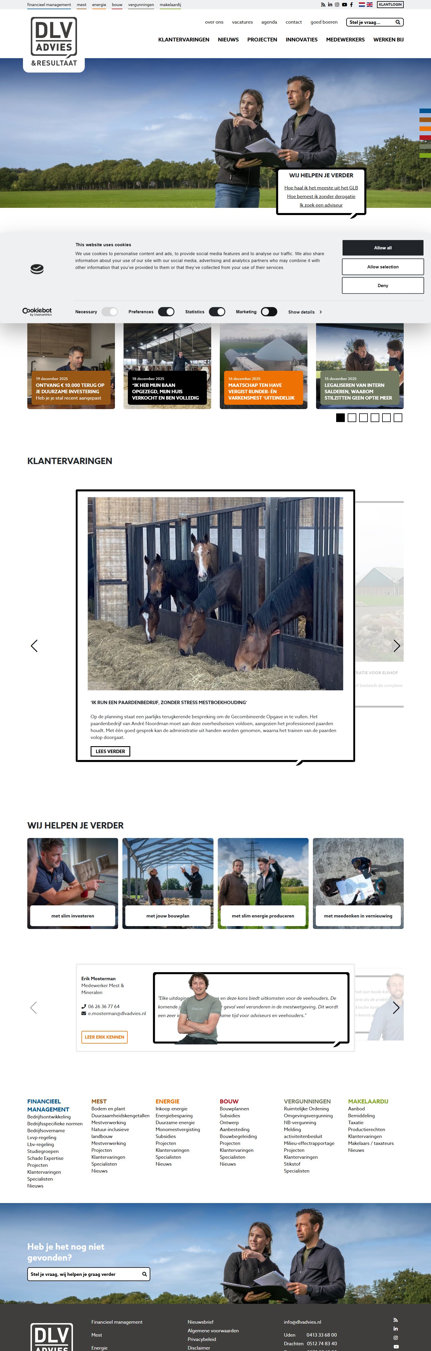 Screenshot van de website van www.dlvadvies.nl