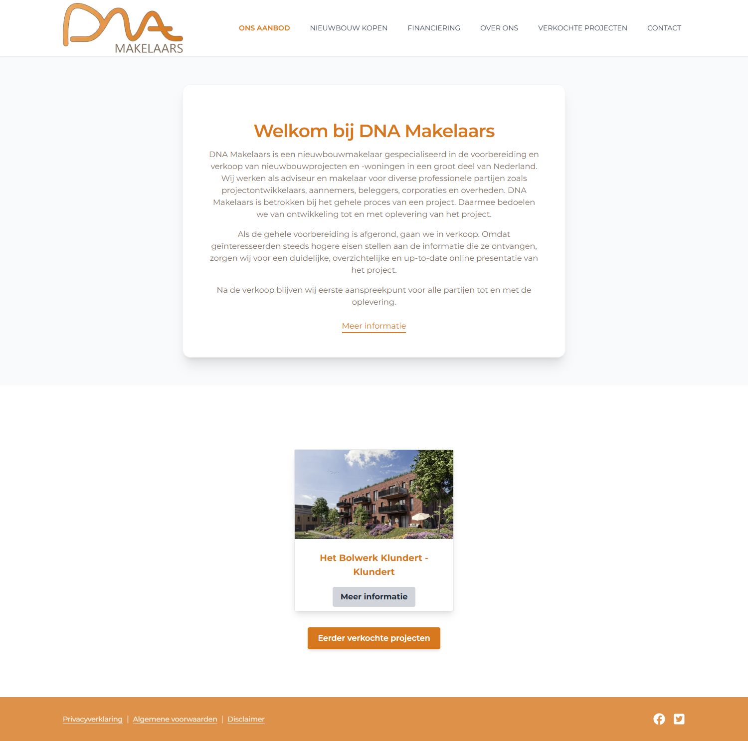 Screenshot van de website van www.dna-makelaars.nl