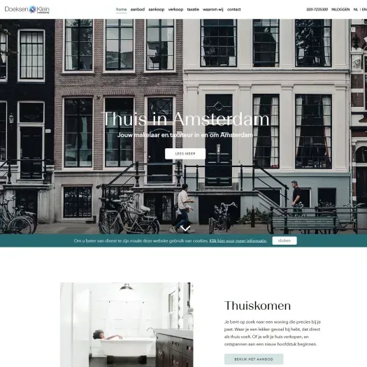 Screenshot of the website of www.doeksenklein.nl