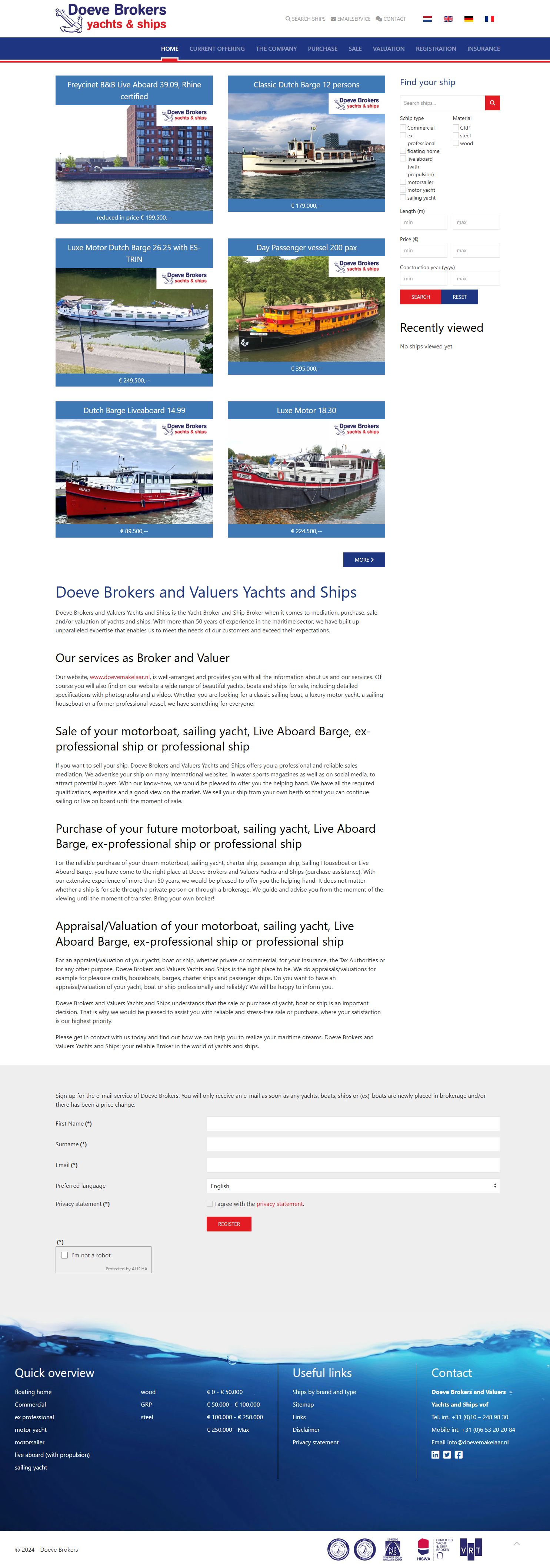 Screenshot van de website van www.doevemakelaar.nl