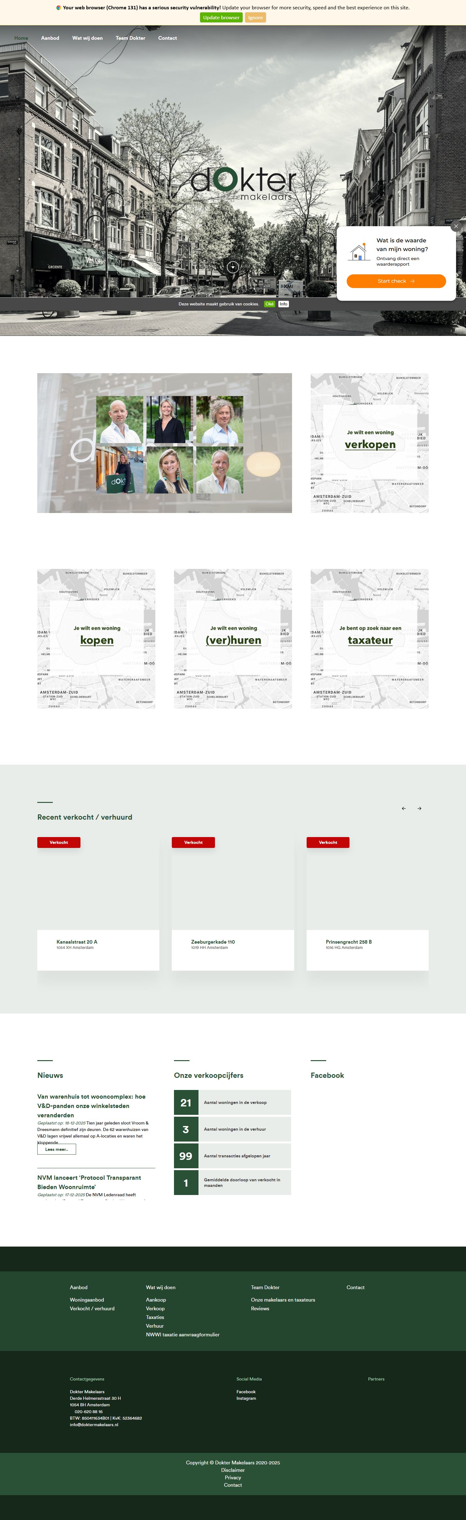 Screenshot van de website van www.doktermakelaars.nl