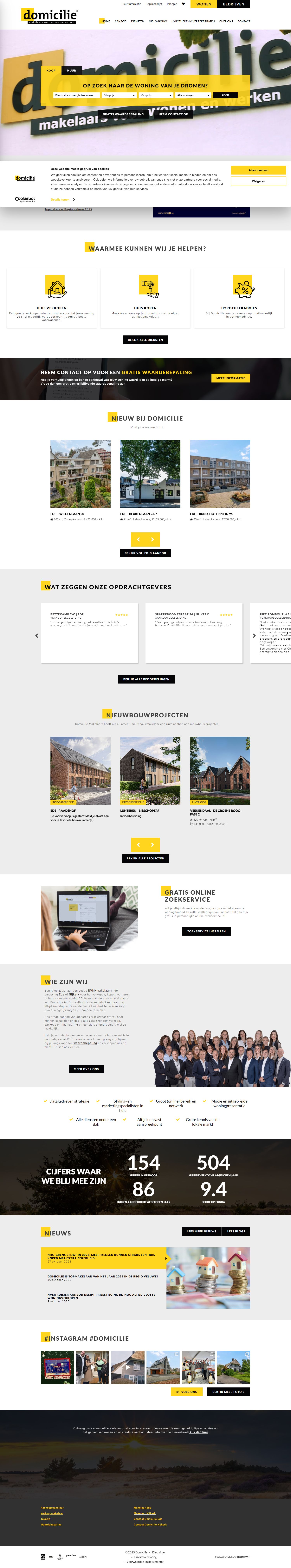 Screenshot van de website van www.domicilie.nl
