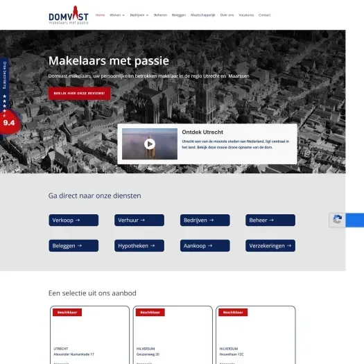 Screenshot of the website of www.domvast.nl