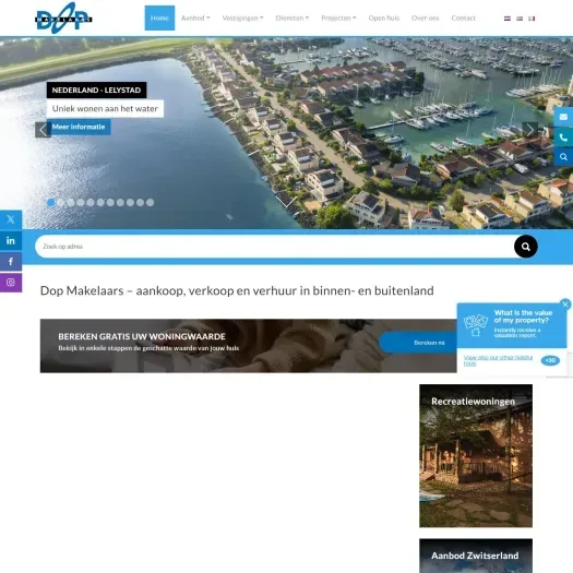 Screenshot van de website van www.dop.nl