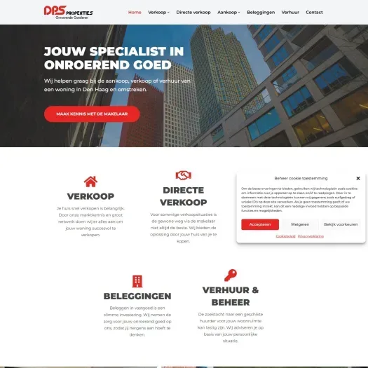 Screenshot van de website van www.dps-properties.nl