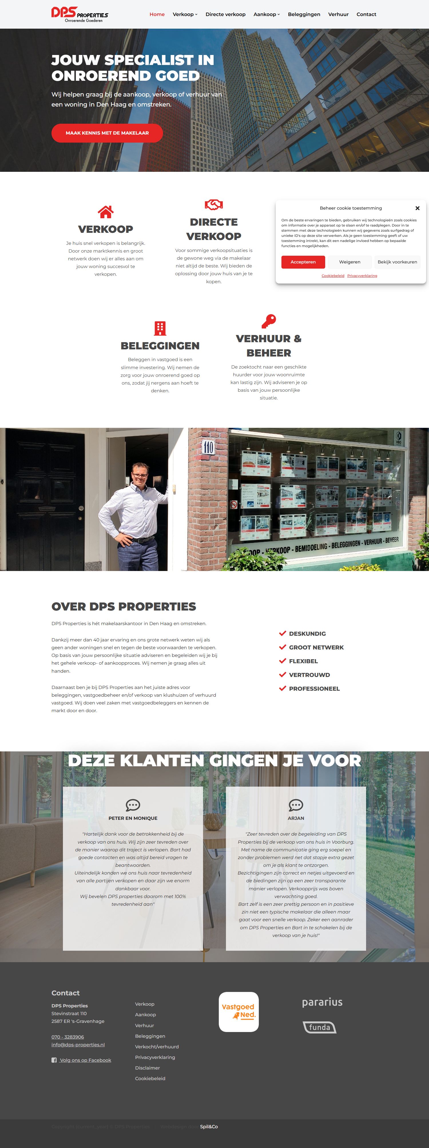 Screenshot van de website van www.dps-properties.nl